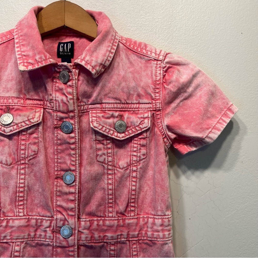 Girl's Gap Pink Denim Button Down Shirt Dress Size Small